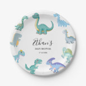 Stylish Dinosaur Baby Shower White Pappteller (Vorderseite)