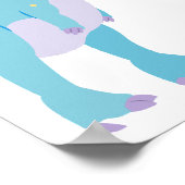 Stylish Dinosaur Baby Shower White Poster (Ecke)