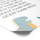 Stylish Dinosaur Baby Shower White Poster (Ecke)
