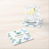 Stylish Dinosaur Baby Shower White Rechteckiger Pappuntersetzer (Vor Ort)