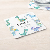 Stylish Dinosaur Baby Shower White Rechteckiger Pappuntersetzer (angewinkelt)