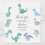 Stylish Dinosaur Baby Shower White Weinetikett (Einzelnes Label)