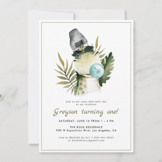 Stylish Dinosaur | Einladung zur Geburtstagspartei (Vorderseite)