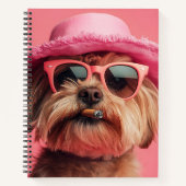 Stylish Dog in Pink Hat and Sunglasses Notebook Notizblock (Vorderseite)