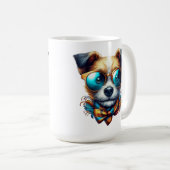 Stylish Dog With Glasses Colorful Modern Pet Art Kaffeetasse (VorderseiteRechts)