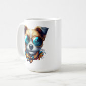 Stylish Dog With Glasses Colorful Modern Pet Art Kaffeetasse (Vorderseite Links)
