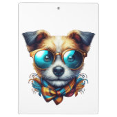 Stylish Dog With Glasses Colorful Modern Pet Art Klemmbrett (Rückseite)