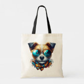 Stylish Dog With Glasses Colorful Modern Pet Art Tragetasche (Rückseite)