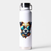 Stylish Dog With Glasses Colorful Modern Pet Art Trinkflasche (Rückseite)