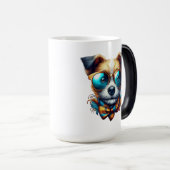 Stylish Dog With Glasses Colorful Modern Pet Art Verwandlungstasse (VorderseiteRechts)