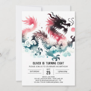 Stylish Dragon Birthday Digital Einladung
