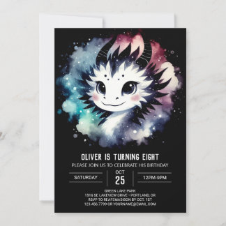 Stylish Dragon Birthday Editable Einladung