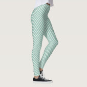 Stylish Duck Egg Blue Diagonal Striped Exercise Leggings (Rechts)