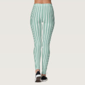 Stylish Duck Egg Blue Striped Watercolor Daisy  Leggings (Rückseite)