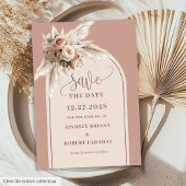 Stylish Dusty Pink Floral Arch Save the Date Einladung