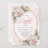 Stylish Dusty Pink Floral Bridal Shower Invitation Einladung (Vorderseite)