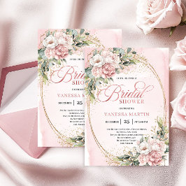 Stylish Dusty Pink Floral Bridal Shower Invitation Einladung