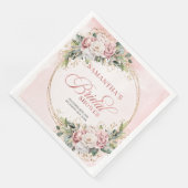 Stylish dusty pink floral greenery bridal shower  serviette (Ecke)