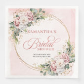 Stylish dusty pink floral greenery bridal shower  serviette (Vorderseite)