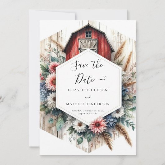 Stylish Editable Barnyard Wedding Save The Date (Vorderseite)