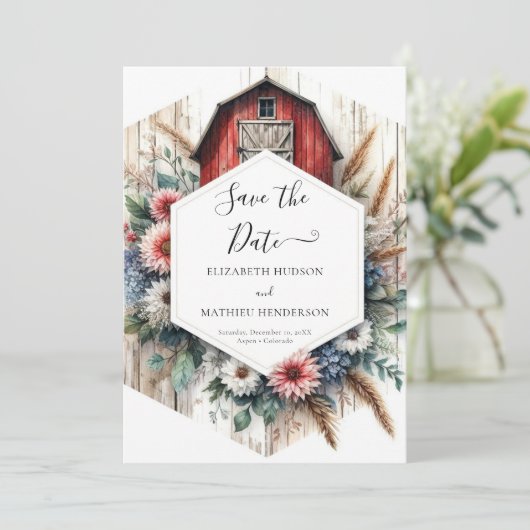 Stylish Editable Barnyard Wedding Save The Date (Stehend Vorderseite)