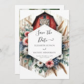 Stylish Editable Barnyard Wedding Save The Date (Vorne/Hinten)