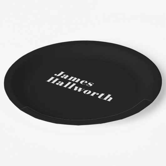 Stylish Editable Retro Modern Name (oder anderer T Pappteller (Schrägansicht)