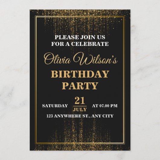 Stylish & Elegant Birthday Party Invitation Einladung (Vorderseite)