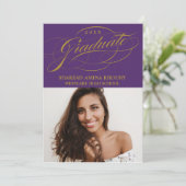 STYLISH ELEGANT SCRIPT 2 GRADUATE PARTY EINLADUNG (Stehend Vorderseite)