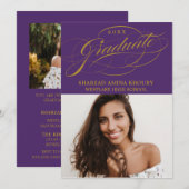 STYLISH ELEGANT SCRIPT 2 GRADUATE PARTY EINLADUNG (Vorne/Hinten)