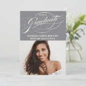 STYLISH ELEGANT SCRIPT 2 GRADUATE PARTY EINLADUNG (Stehend Vorderseite)