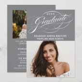 STYLISH ELEGANT SCRIPT 2 GRADUATE PARTY EINLADUNG (Vorne/Hinten)
