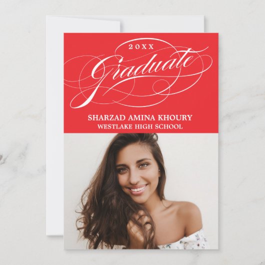 STYLISH ELEGANT SCRIPT 2 GRADUATE PARTY EINLADUNG (Vorderseite)