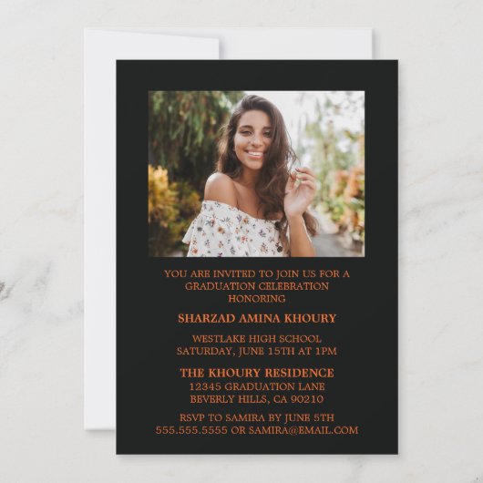 STYLISH ELEGANT SCRIPT 2 GRADUATE PARTY EINLADUNG (Rückseite)