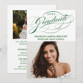 STYLISH ELEGANT SCRIPT 2 GRADUATE PARTY EINLADUNG (Vorne/Hinten)