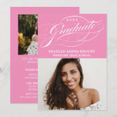 STYLISH ELEGANT SCRIPT 2 GRADUATE PARTY EINLADUNG (Vorne/Hinten)