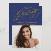 STYLISH ELEGANT SCRIPT 2 GRADUATE PARTY EINLADUNG (Vorne/Hinten)