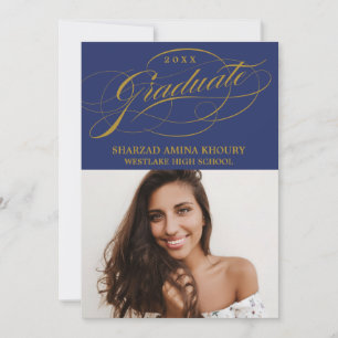 STYLISH ELEGANT SCRIPT 2 GRADUATE PARTY EINLADUNG