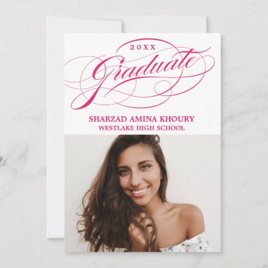 STYLISH ELEGANT SCRIPT 2 GRADUATE PARTY EINLADUNG (Vorderseite)
