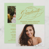 STYLISH ELEGANT SCRIPT 2 GRADUATE PARTY EINLADUNG (Vorne/Hinten)