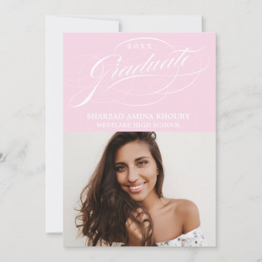 STYLISH ELEGANT SCRIPT 2 GRADUATE PARTY EINLADUNG (Vorderseite)