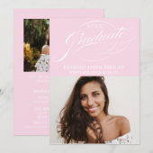 STYLISH ELEGANT SCRIPT 2 GRADUATE PARTY EINLADUNG (Vorne/Hinten)