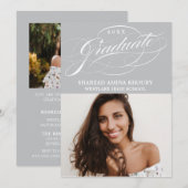 STYLISH ELEGANT SCRIPT 2 GRADUATE PARTY EINLADUNG (Vorne/Hinten)