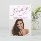 STYLISH ELEGANT SCRIPT 2 GRADUATE PARTY EINLADUNG (Stehend Vorderseite)