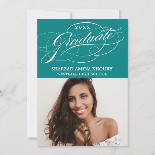 STYLISH ELEGANT SCRIPT 2 GRADUATE PARTY EINLADUNG (Vorderseite)