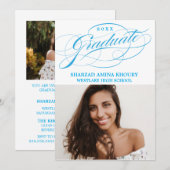 STYLISH ELEGANT SCRIPT 2 GRADUATE PARTY EINLADUNG (Vorne/Hinten)
