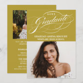 STYLISH ELEGANT SCRIPT 2 GRADUATE PARTY EINLADUNG (Vorne/Hinten)