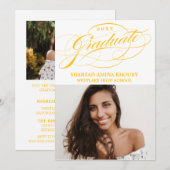 STYLISH ELEGANT SCRIPT 2 GRADUATE PARTY EINLADUNG (Vorne/Hinten)