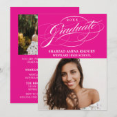 STYLISH ELEGANT SCRIPT 2 GRADUATE PARTY EINLADUNG (Vorne/Hinten)
