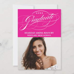 STYLISH ELEGANT SCRIPT 2 GRADUATE PARTY EINLADUNG